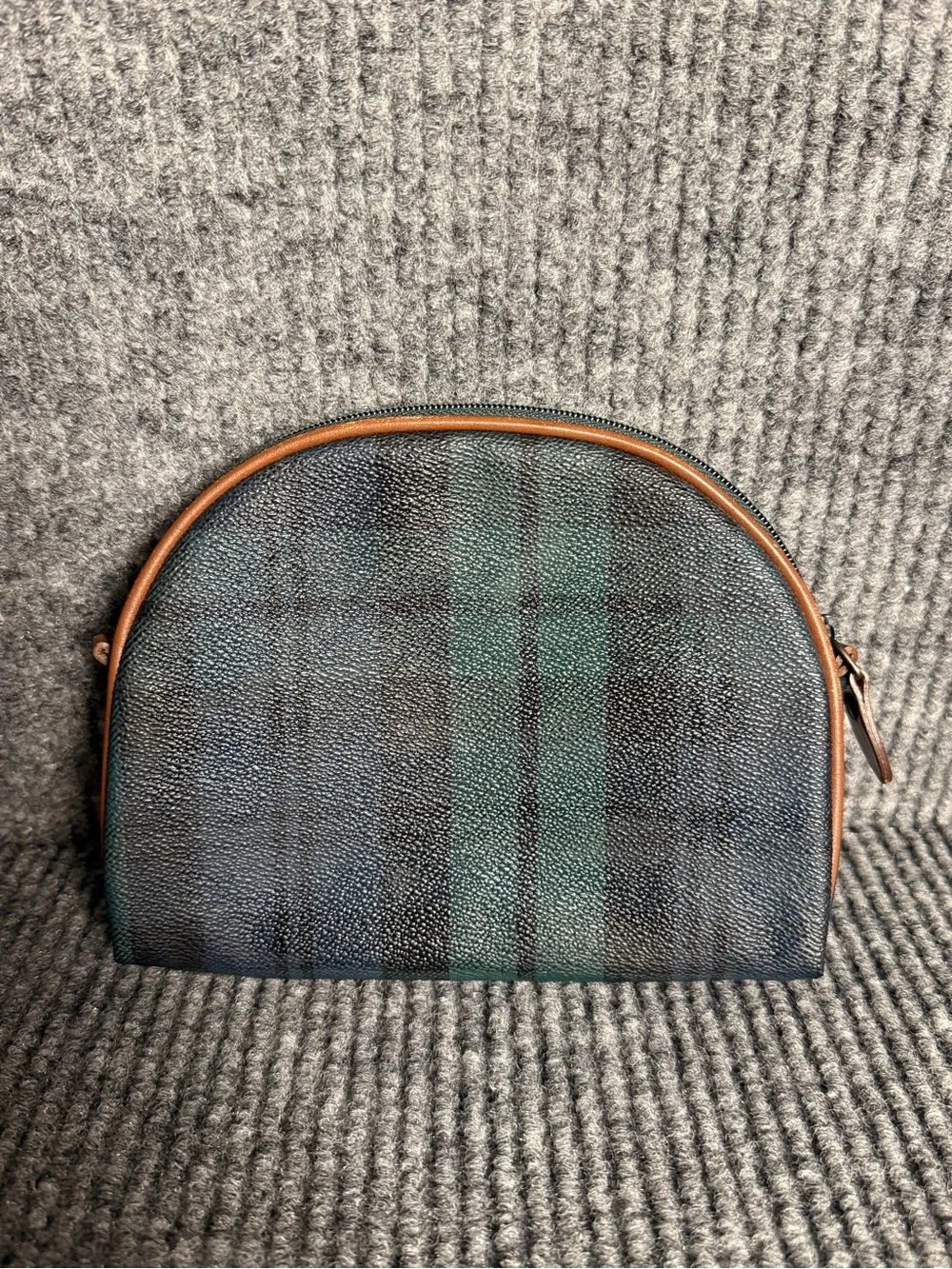 Vintage Polo Ralph Lauren Black Watch Plaid Dome Cosmetic Pouch Clutch Bag